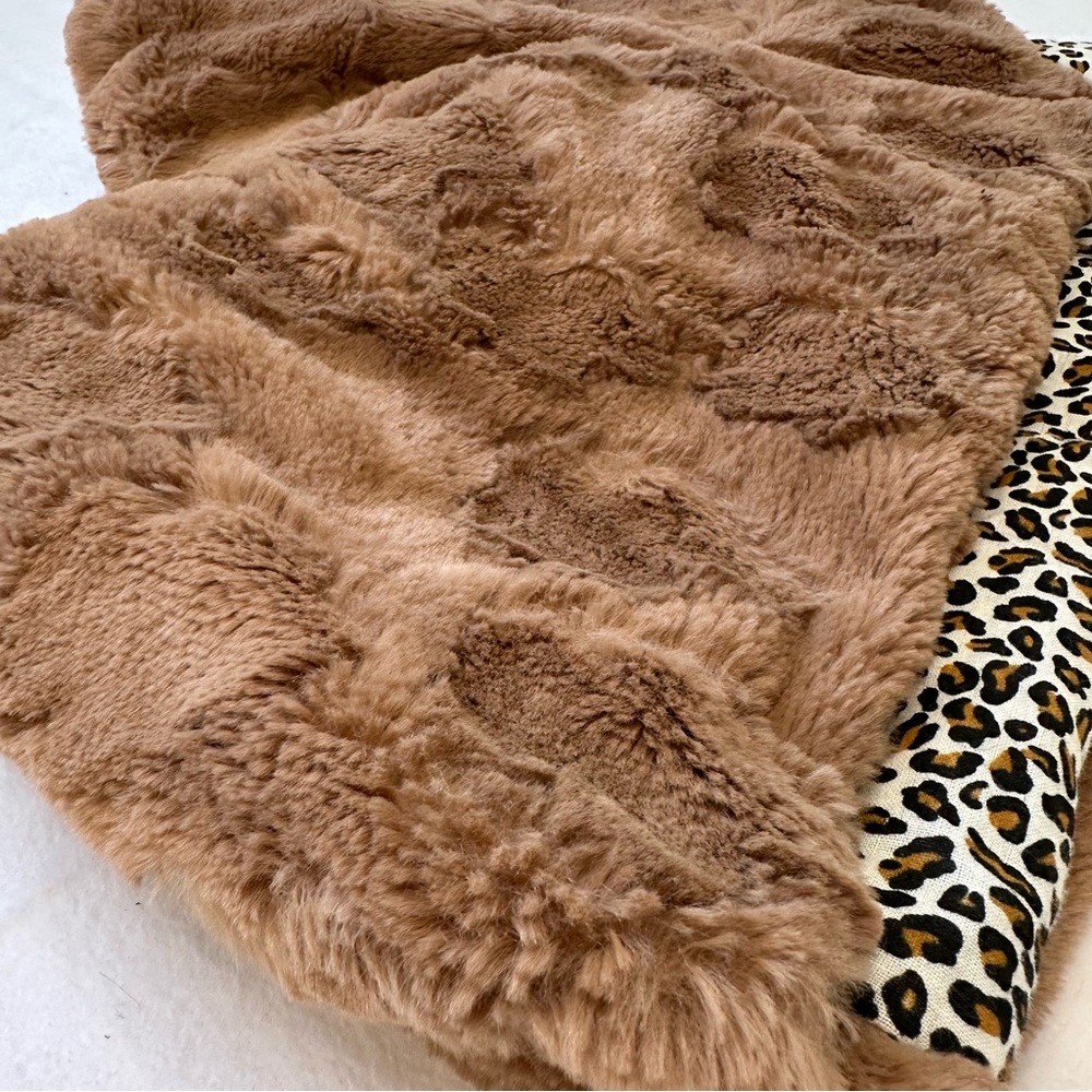 Zara Kids Cotton Furry Teddy Bear Cape Capelet Cheetah Leopard Lined, size 7-8 - Picture 15 of 16